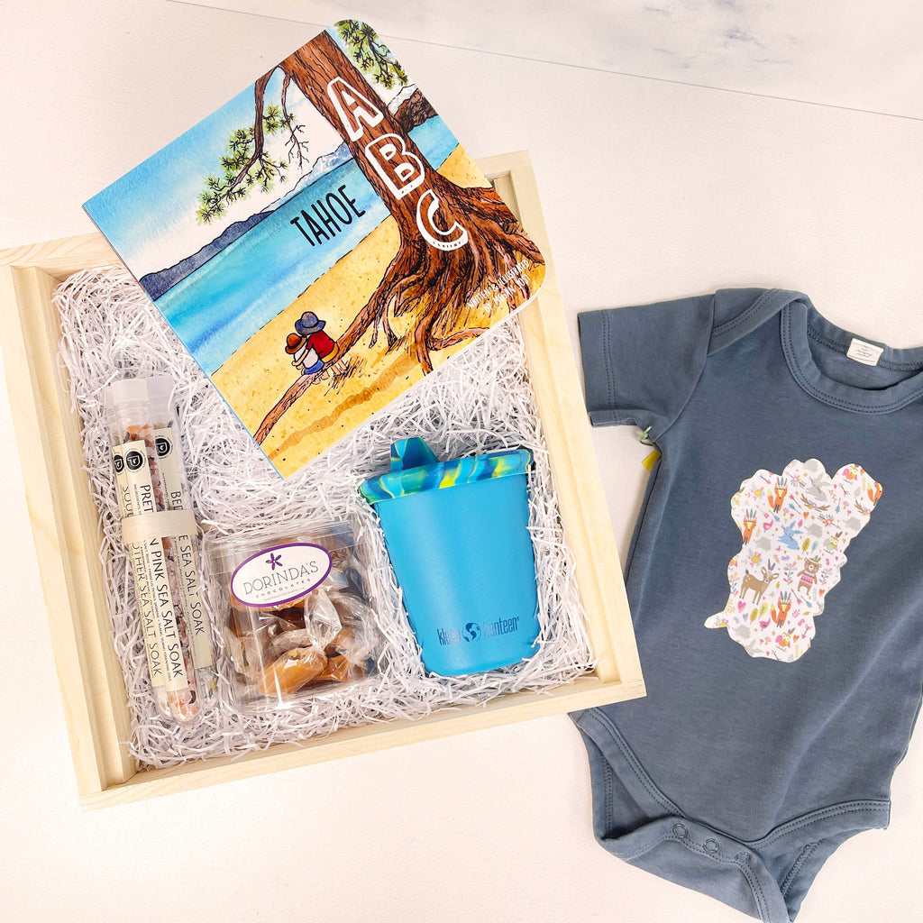 Tahoe Gifting Co Gift box No / No / Blue Cup + Slate Blue Onesie Welcome Baby